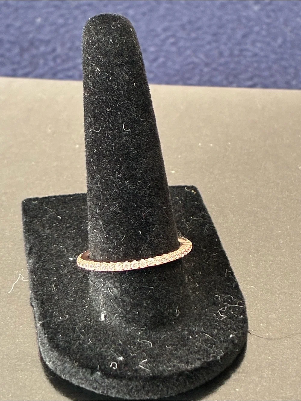 925 Sterling Silver Rose Gold Pavé Eternity Ring Sz 8